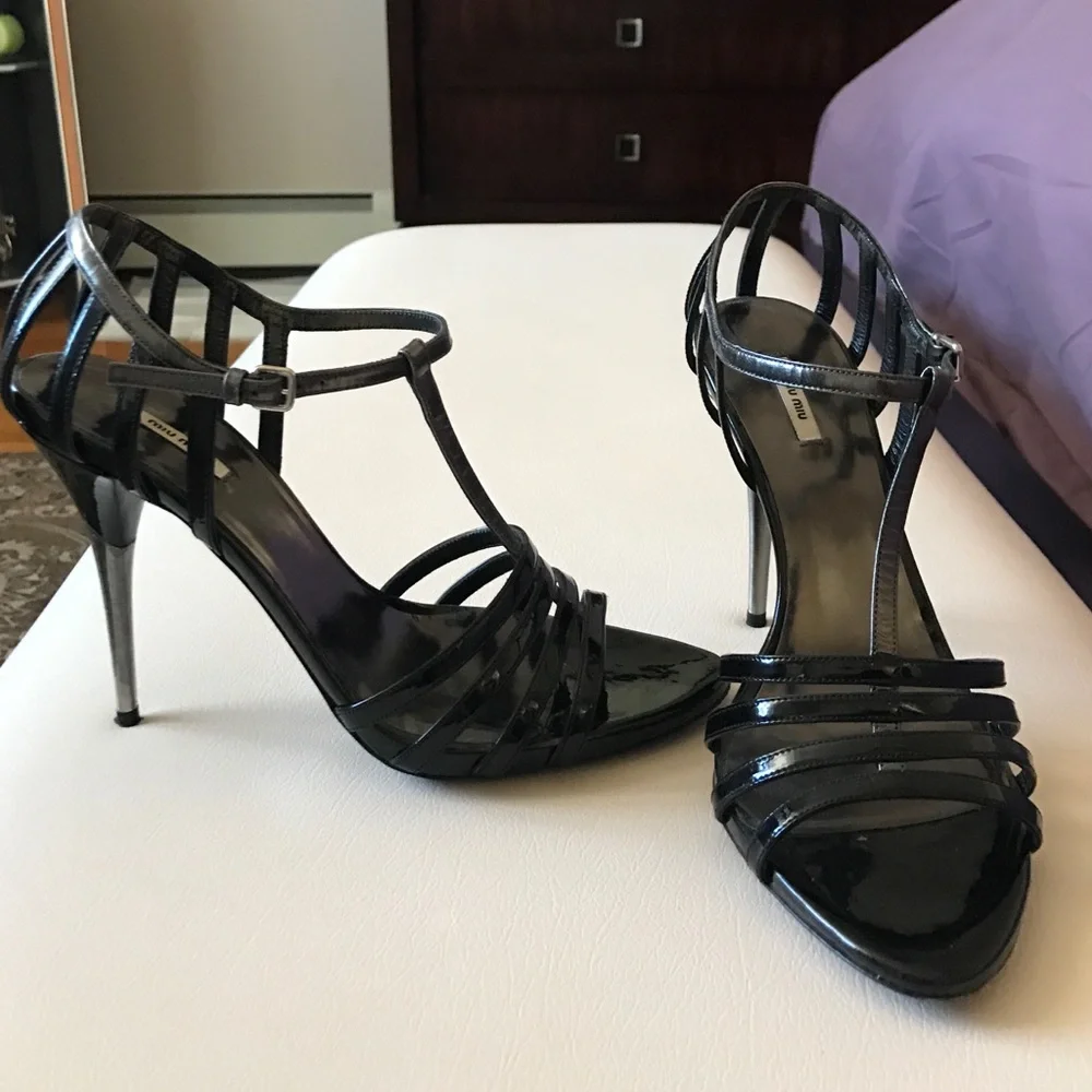 Miu Miu Black Strappy Sandals - Picture 2 of 5
